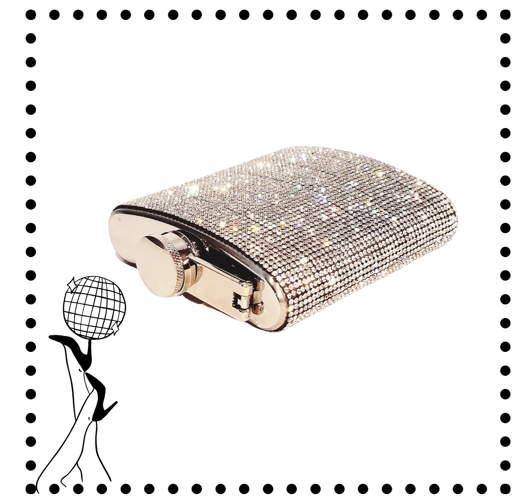 Clear Crystal Rhinestone Flask- 6oz