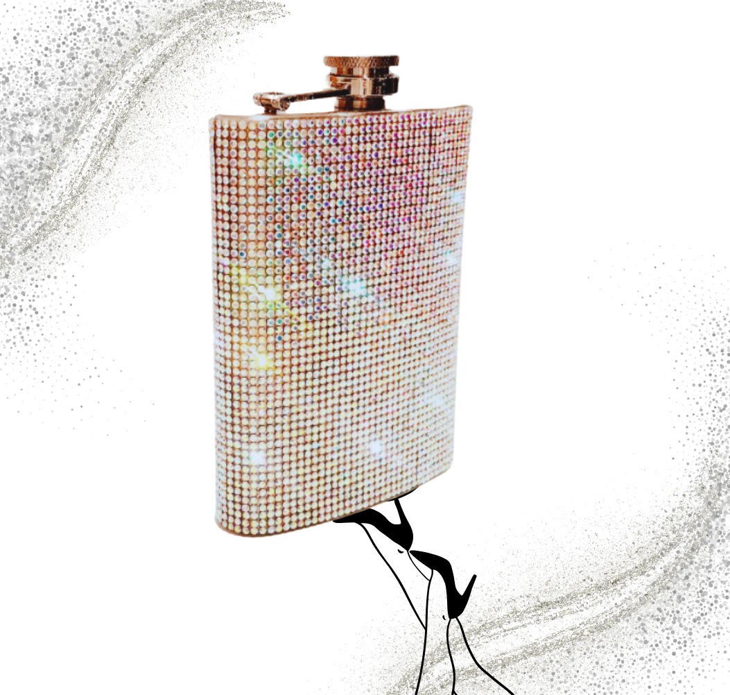 AB Crystal Rhinestone Flask- 6oz