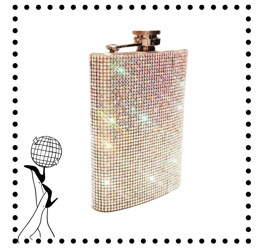 AB Crystal Rhinestone Flask- 6oz