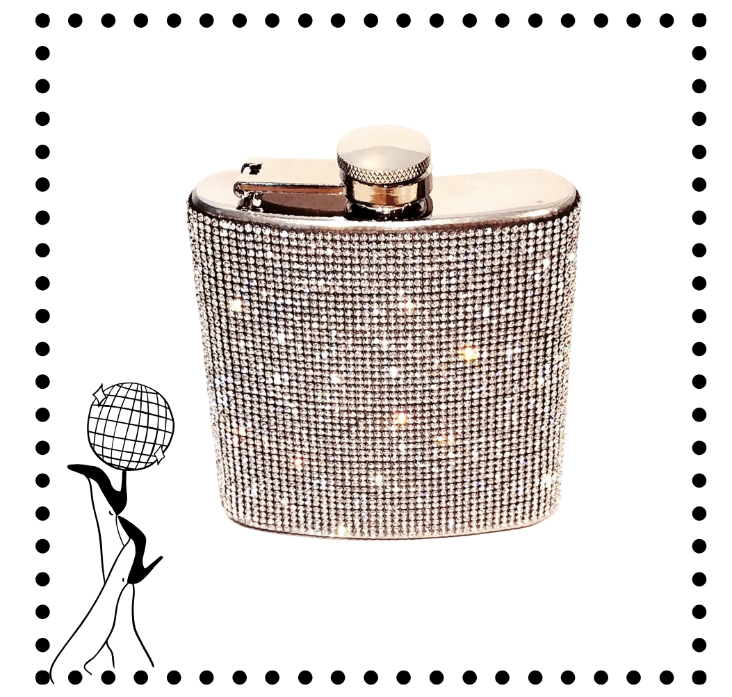 Clear Crystal Rhinestone Flask- 6oz