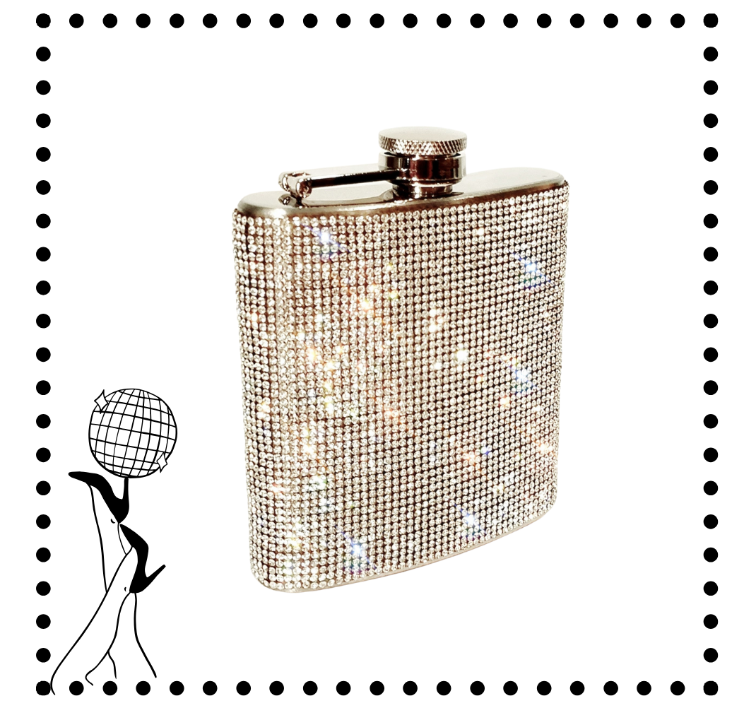 Clear Crystal Rhinestone Flask- 6oz