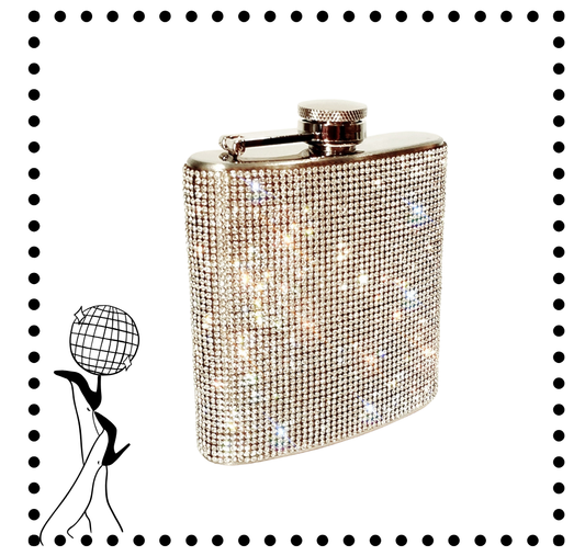 Clear Crystal Rhinestone Flask- 6oz