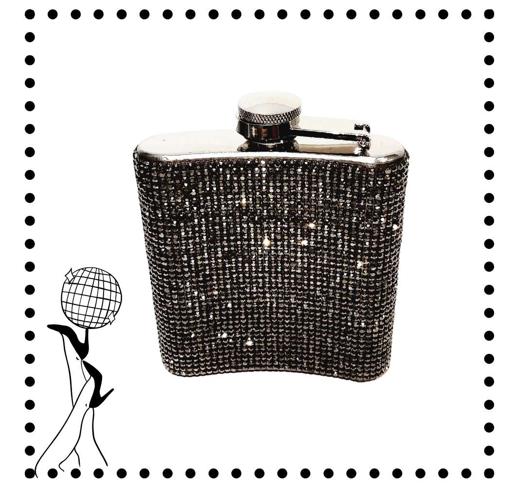 Black Crystal Rhinestone Flask- 6oz