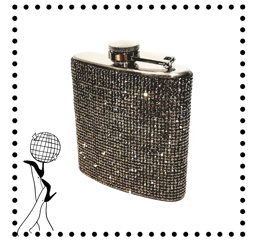 Black Crystal Rhinestone Flask- 6oz