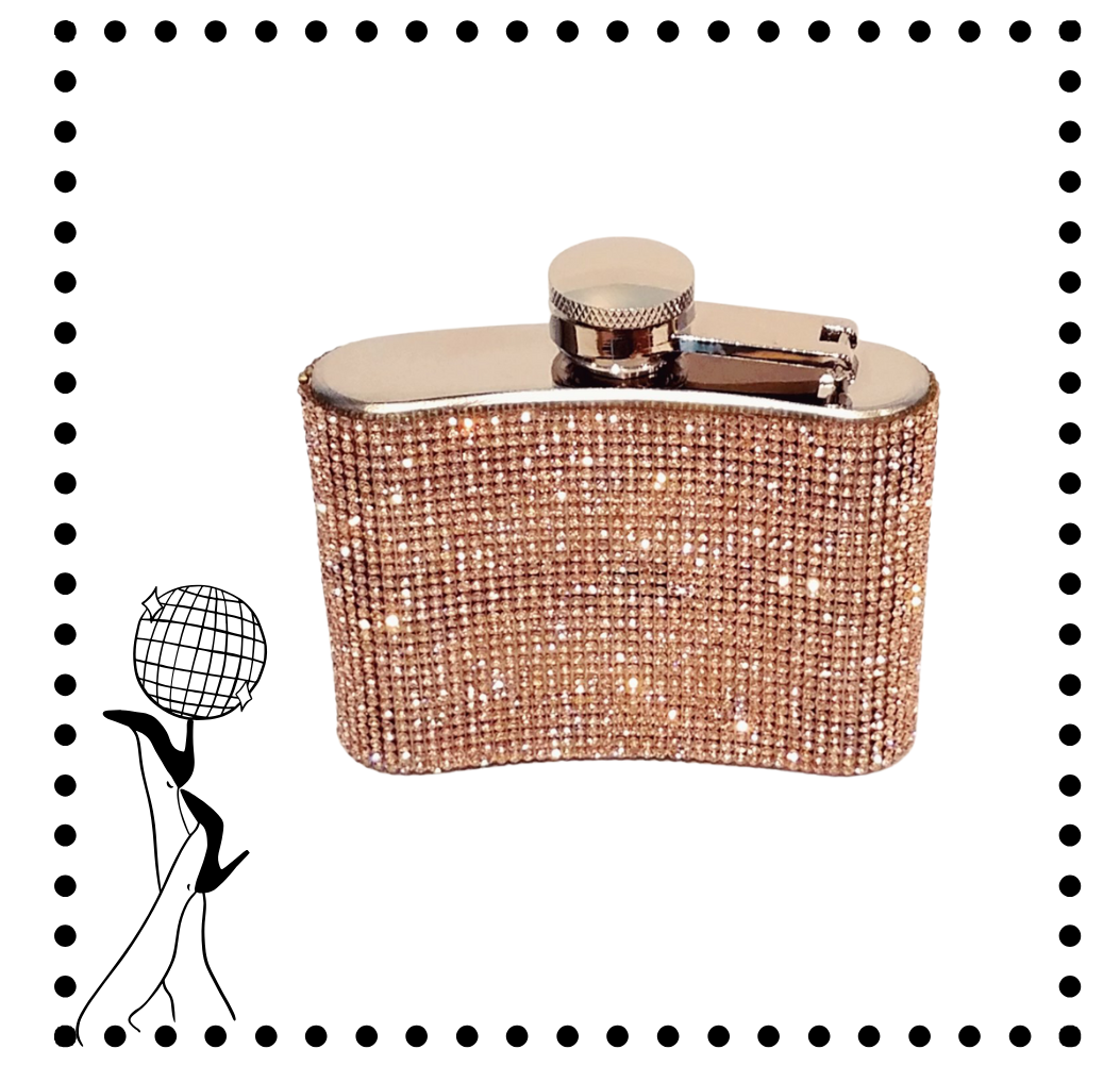 Rose Gold Crystal Rhinestone Flask- 6oz