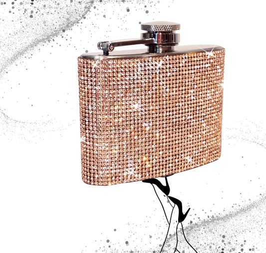 Rose Gold Crystal Rhinestone Flask- 6oz
