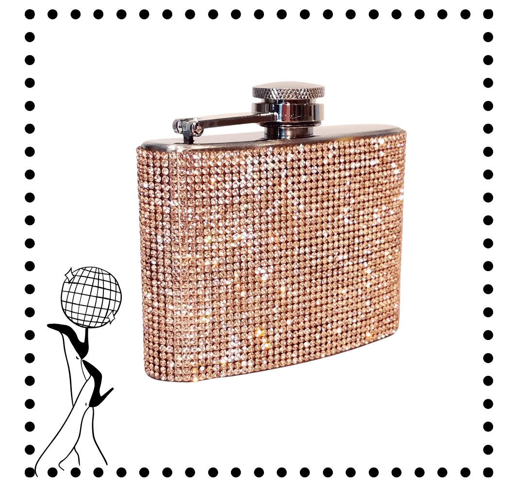 Rose Gold Crystal Rhinestone Flask- 6oz