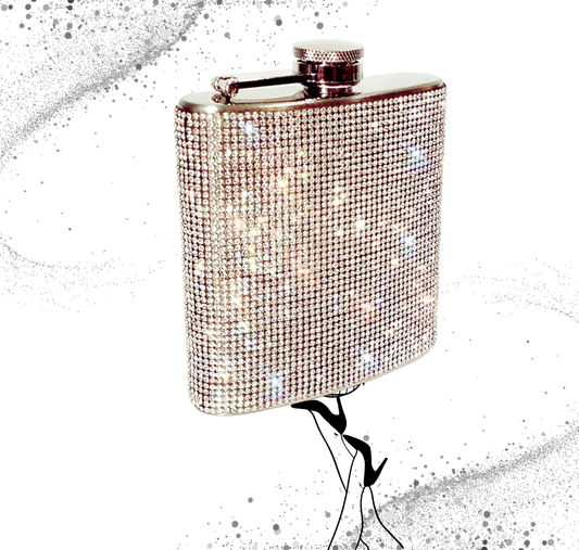 Clear Crystal Rhinestone Flask- 6oz