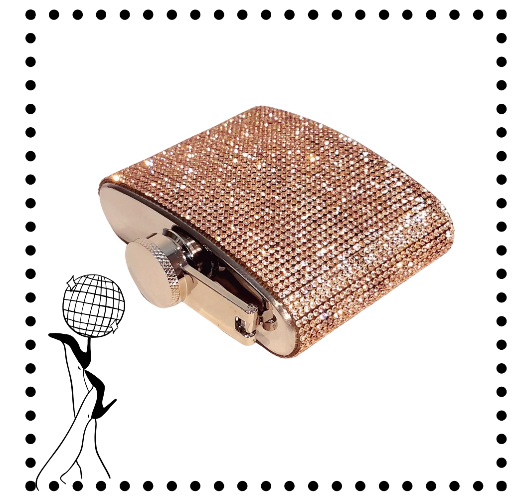 Rose Gold Crystal Rhinestone Flask- 6oz